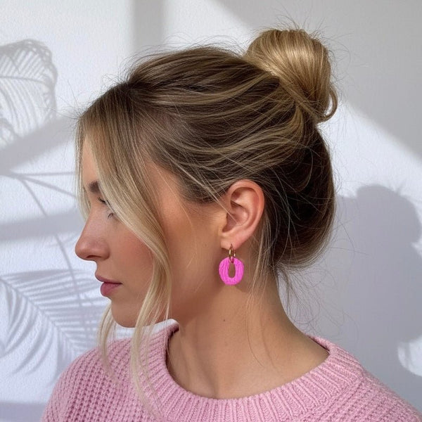 Orecchini a cerchio Bubble Pink - Acciaio Waterproof - Duestelle Italia