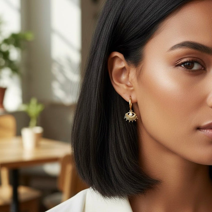 Orecchini a cerchio con occhio protettivo waterproof - Duestelle Italia