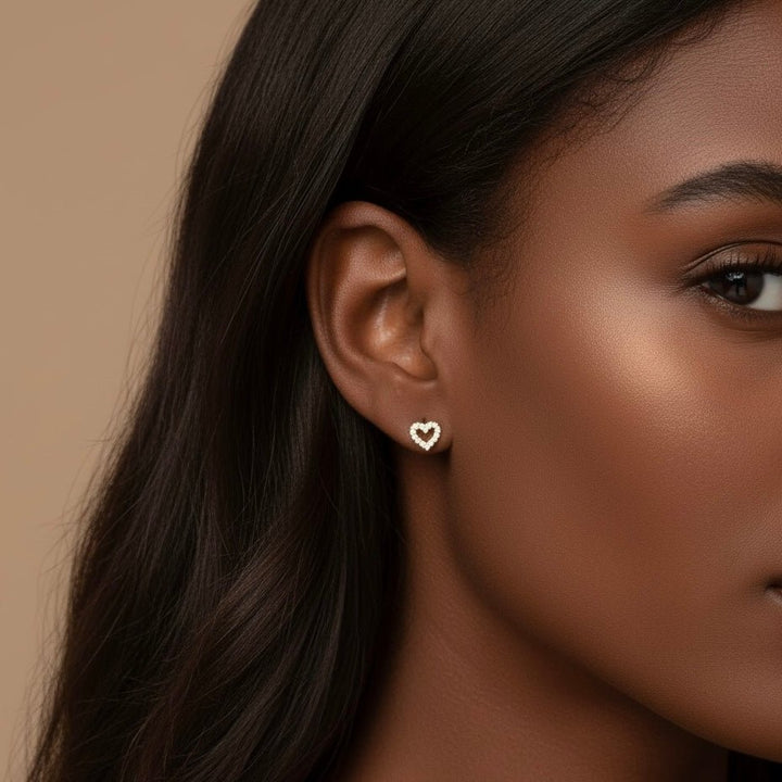 Orecchini a lobo cuore con zirconi - Duestelle Italia
