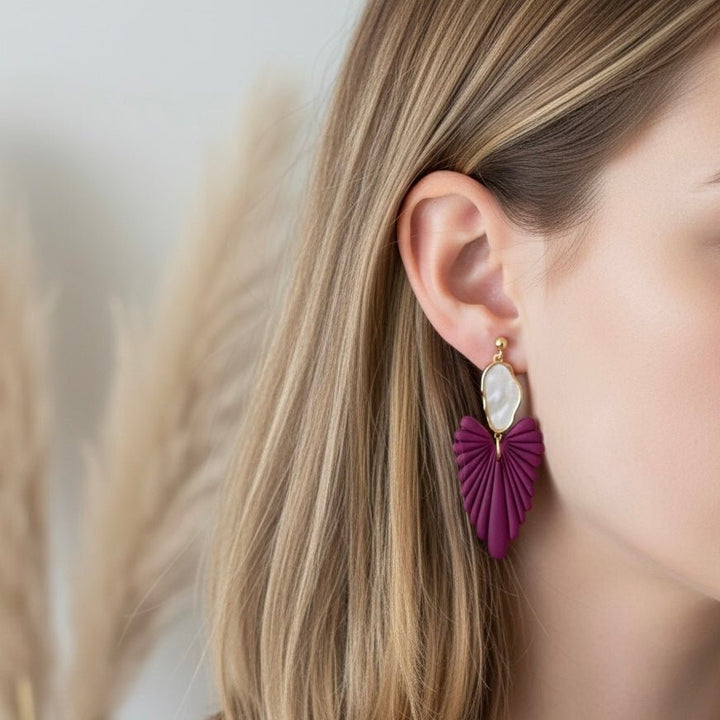 Orecchini Artigianali Foglia con Madreperla - Nacre Dream - Duestelle Italia