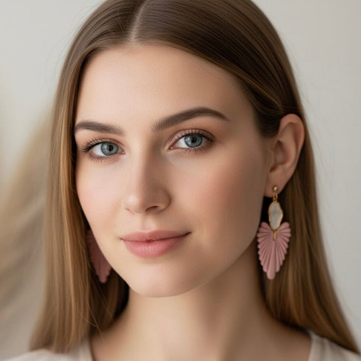 Orecchini Artigianali Foglia con Madreperla - Nacre Dream - Duestelle Italia