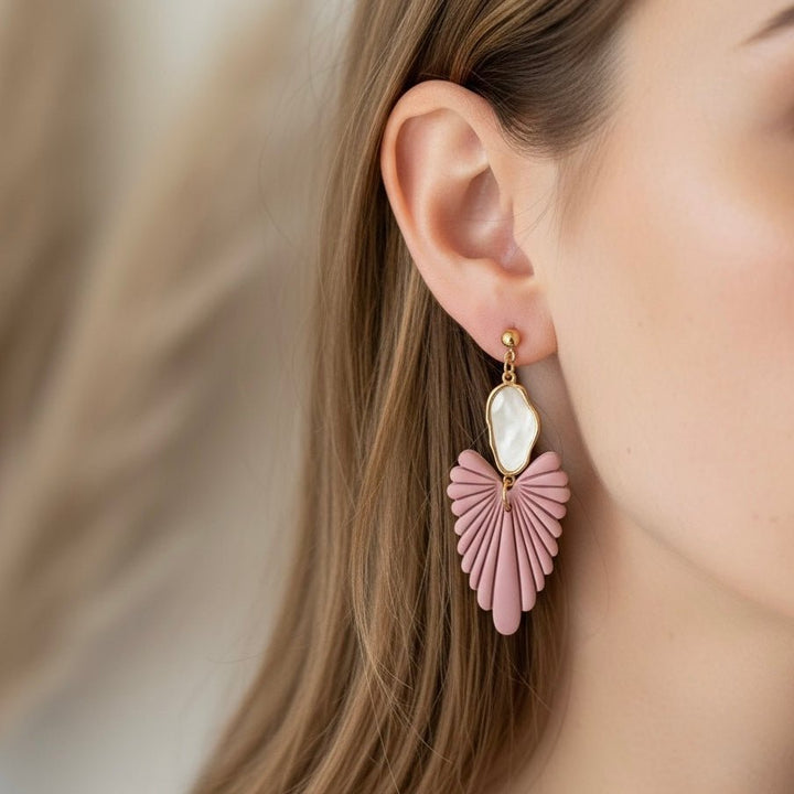 Orecchini Artigianali Foglia con Madreperla - Nacre Dream - Duestelle Italia