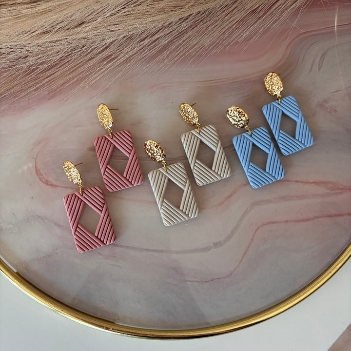 Orecchini artigianali rettangolari placcato oro 18k - Edge - Duestelle Italia