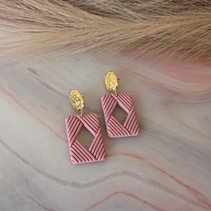 Orecchini artigianali rettangolari placcato oro 18k - Edge - Duestelle Italia