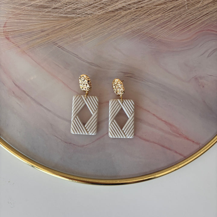 Orecchini artigianali rettangolari placcato oro 18k - Edge - Duestelle Italia