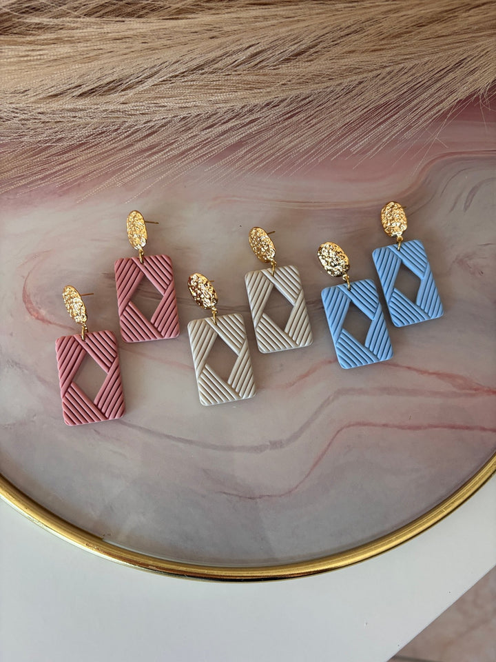 Orecchini artigianali rettangolari placcato oro 18k - Edge - Duestelle Italia