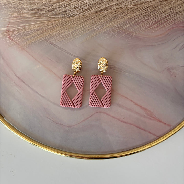 Orecchini artigianali rettangolari placcato oro 18k - Edge - Duestelle Italia