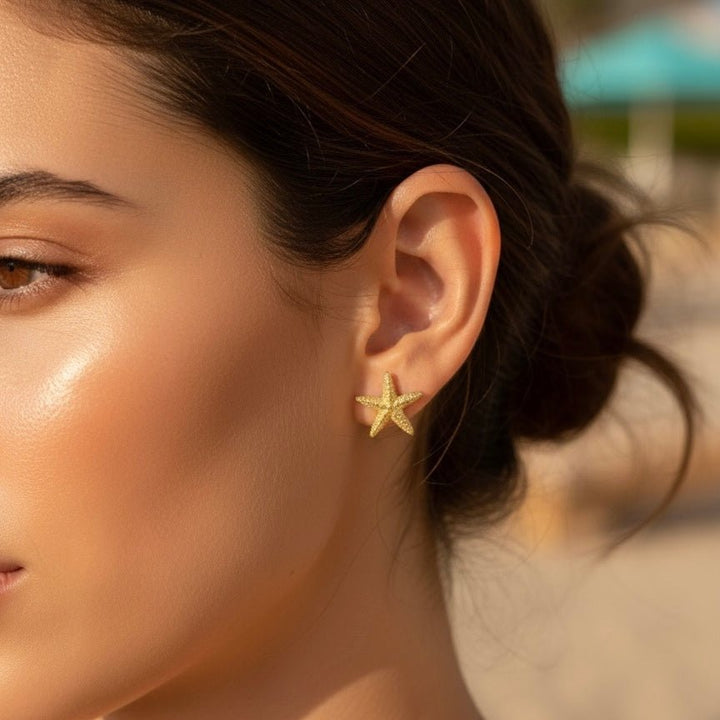 Orecchini Nautilus stella placcato oro 18K - Duestelle Italia