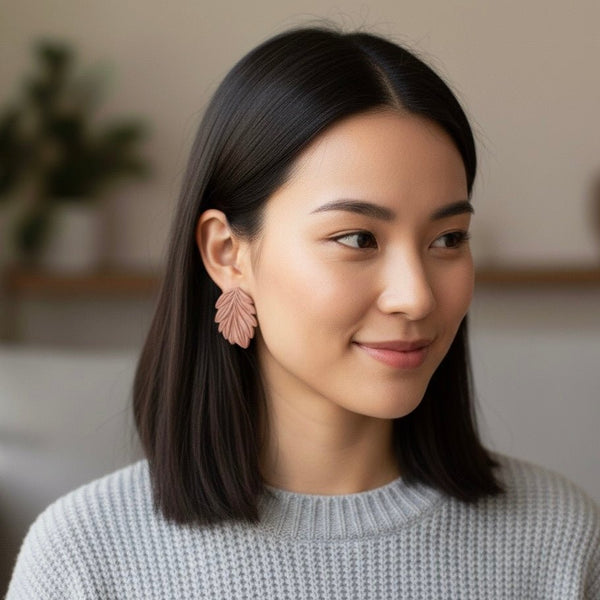 Orecchini statement a lobo Velvet Leaf – Handmade in Italy - Duestelle Italia