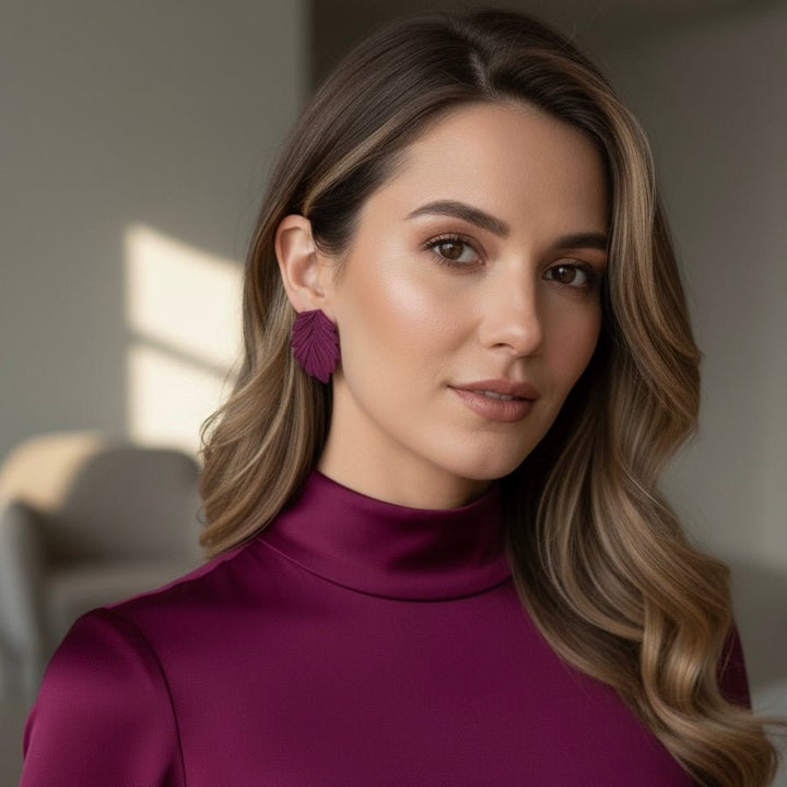 Orecchini statement a lobo Velvet Leaf – Handmade in Italy - Duestelle Italia