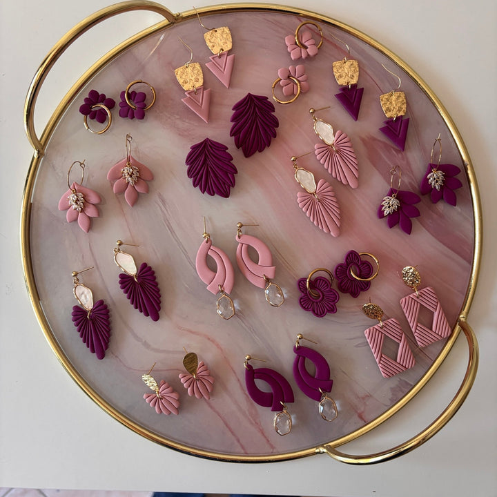 Orecchini statement a lobo Velvet Leaf – Handmade in Italy - Duestelle Italia