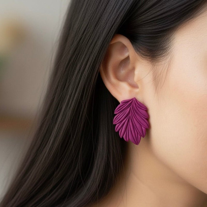 Orecchini statement a lobo Velvet Leaf – Handmade in Italy - Duestelle Italia