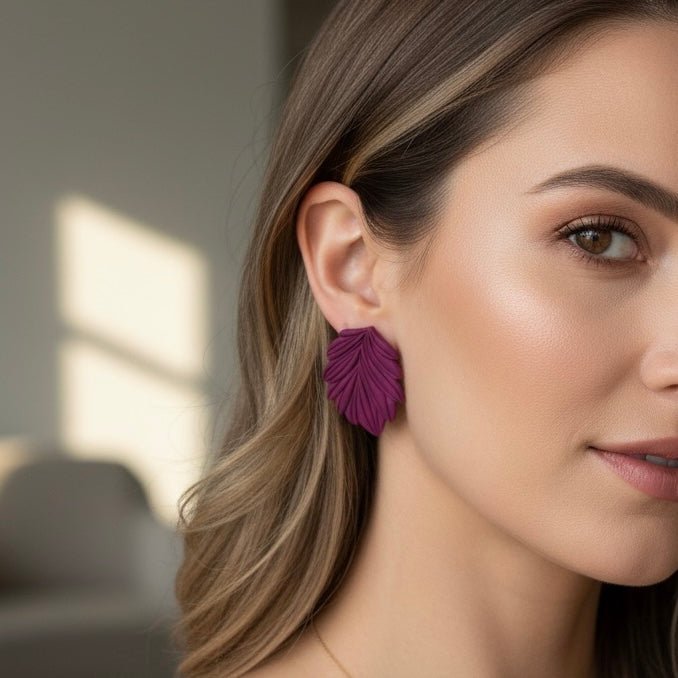 Orecchini statement a lobo Velvet Leaf – Handmade in Italy - Duestelle Italia