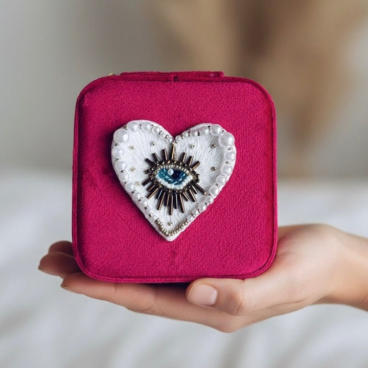 Portagioie da viaggio in velluto Occhio Protettivo Fuchsia - Duestelle Italia