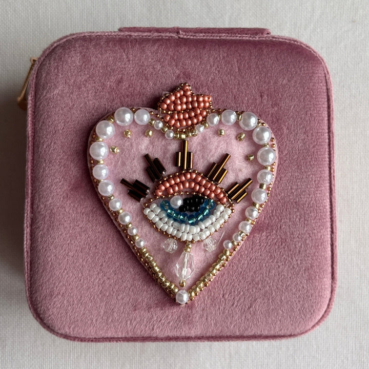 Portagioie da viaggio in velluto Occhio Protettivo Rosa - Duestelle Italia