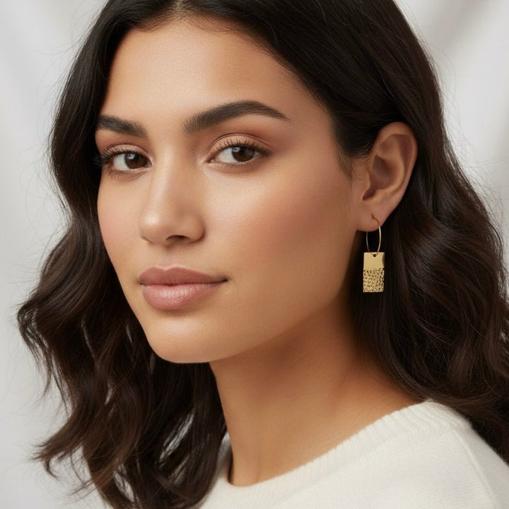 RECTANGULAR HOOP - orecchini cerchio geometrici oro - Duestelle Italia