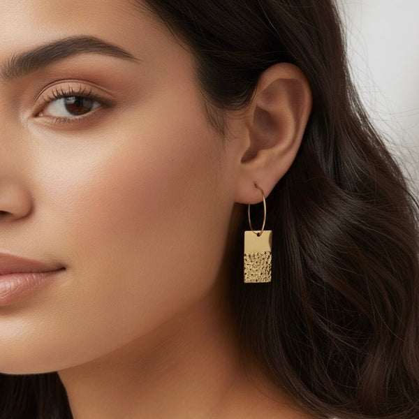 RECTANGULAR HOOP - orecchini cerchio geometrici oro - Duestelle Italia