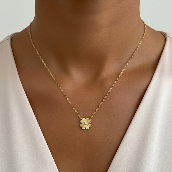 Soleil Charm - Collana Quadrifoglio a fiore placcato18K - Duestelle Italia