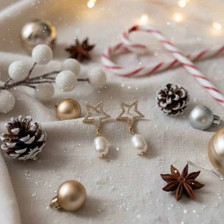 Solyne — Orecchini stella con perla naturale di fiume - Duestelle Italia