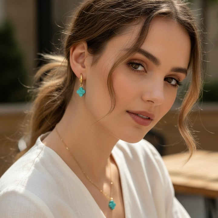 Turquoise Clover Hoops - Duestelle Italia