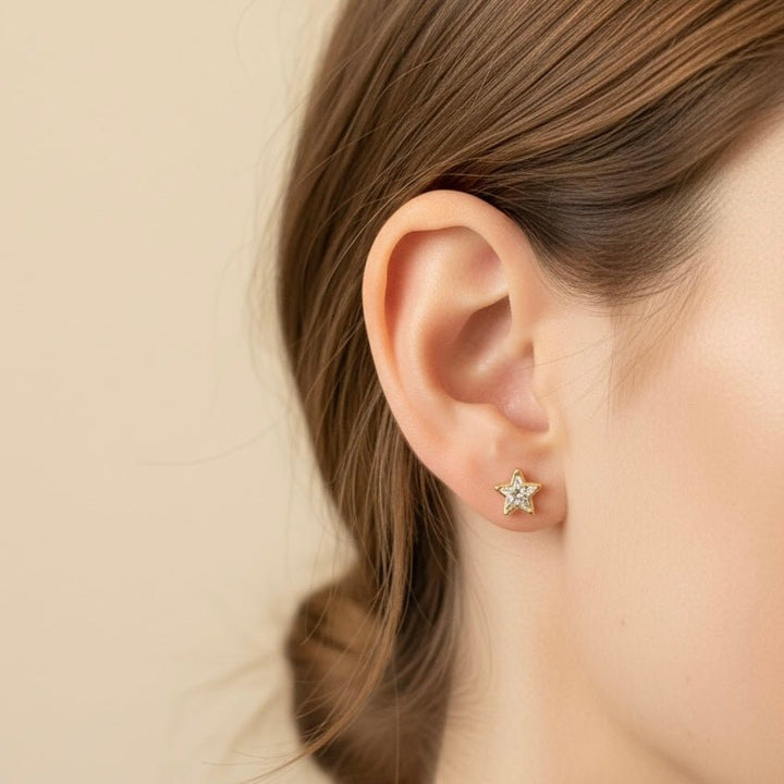 Vega - Orecchini a stella con zirconi – placcati oro 18K - Duestelle Italia