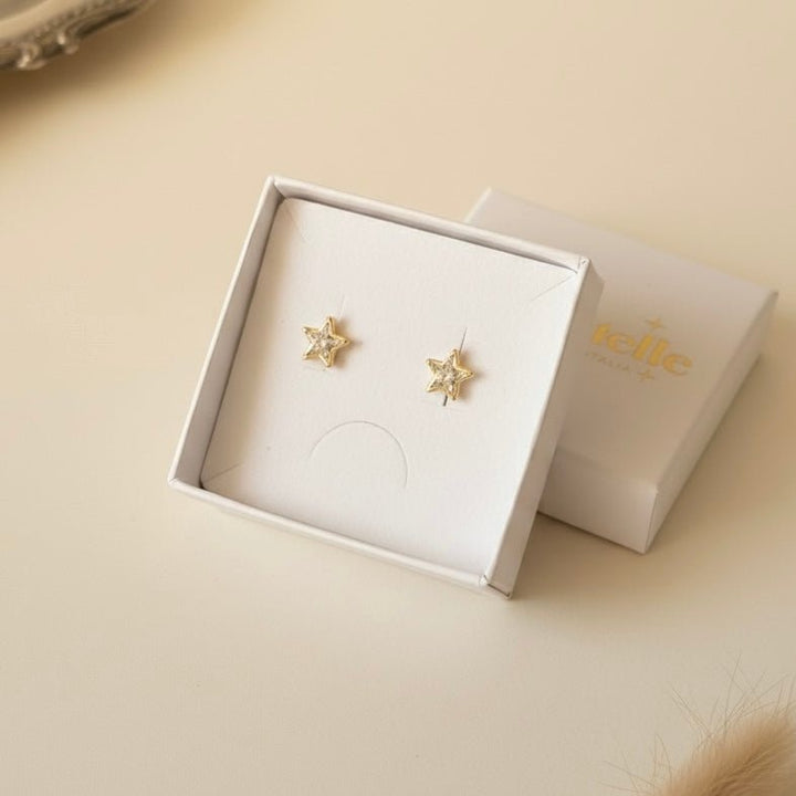 Vega - Orecchini a stella con zirconi – placcati oro 18K - Duestelle Italia