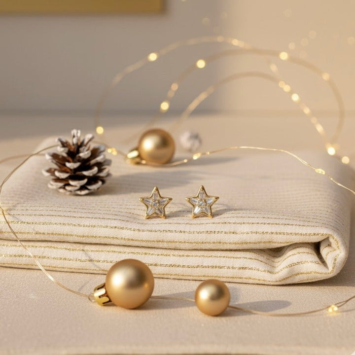 Vega - Orecchini a stella con zirconi – placcati oro 18K - Duestelle Italia