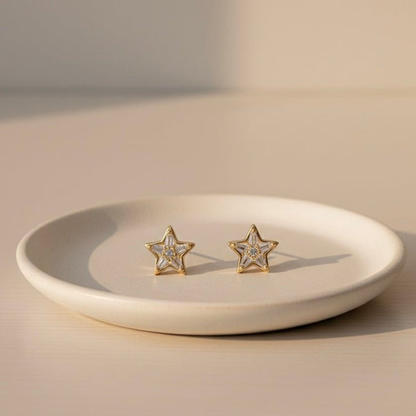 Vega - Orecchini a stella con zirconi – placcati oro 18K - Duestelle Italia
