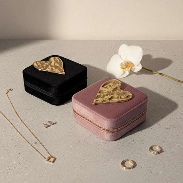 Velvet Heart - Portagioie da viaggi in velluto con Spilla - Duestelle Italia