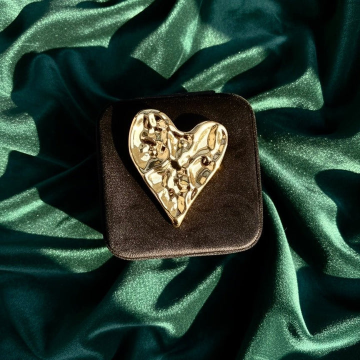 Velvet Heart - Portagioie da viaggi in velluto con Spilla - Duestelle Italia